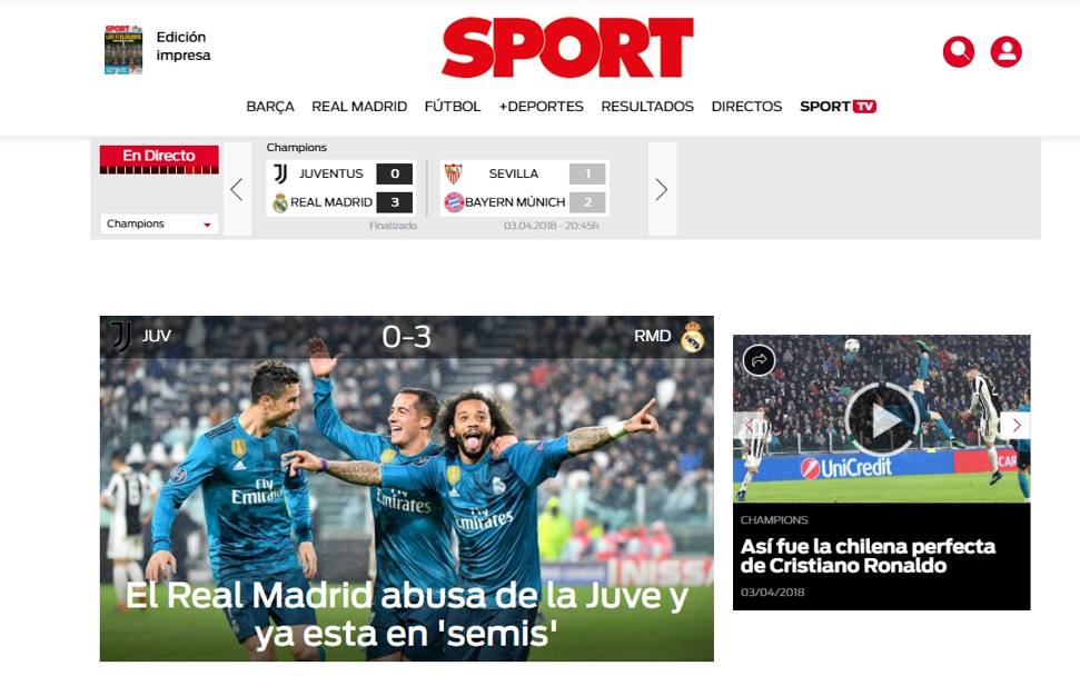 Sport, altro giornale catalano, punta sul risultato: 